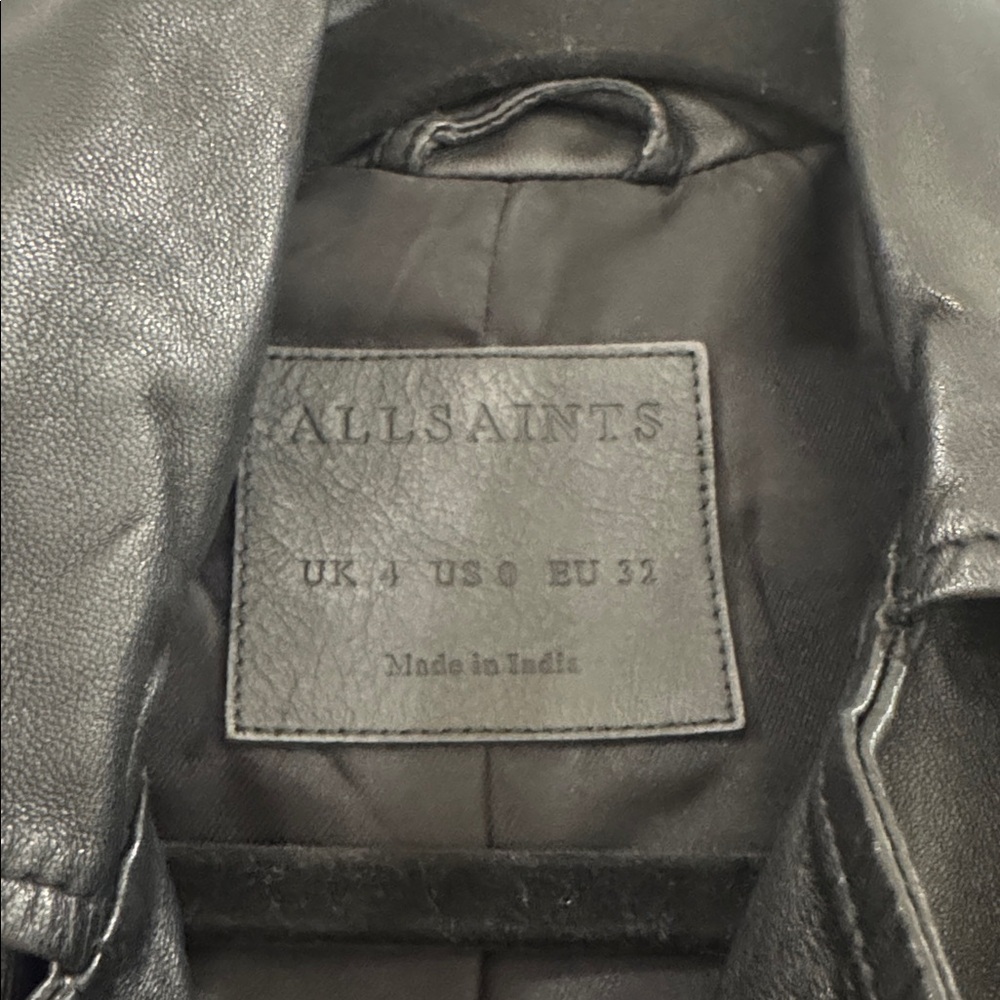 All Saints Black Leather Moto Jacket - Picture 2 of 4